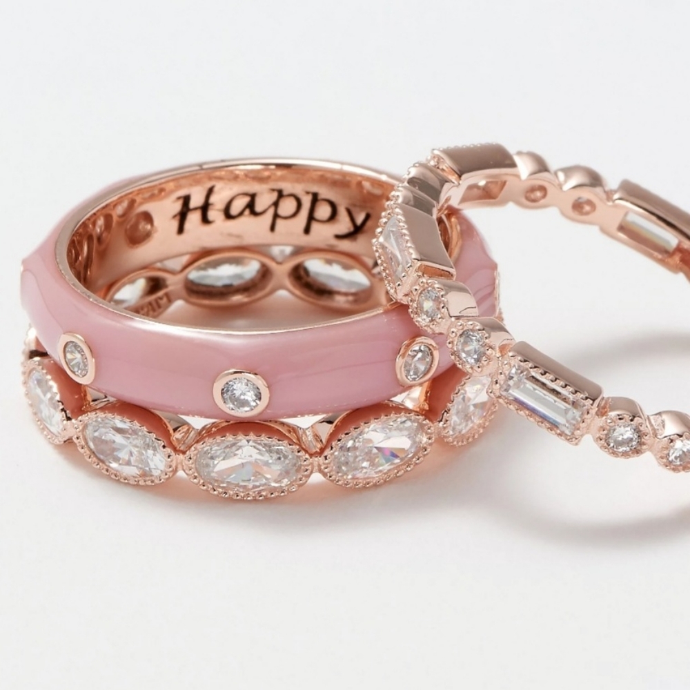 HAPPY Set of 3 Affirmation Stack Rings